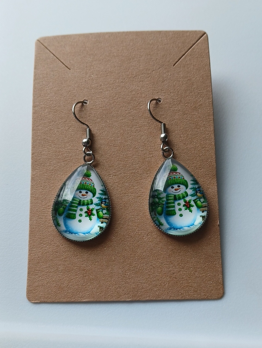 Fashion Jewelry Green Snowman Teardrop Earrings
